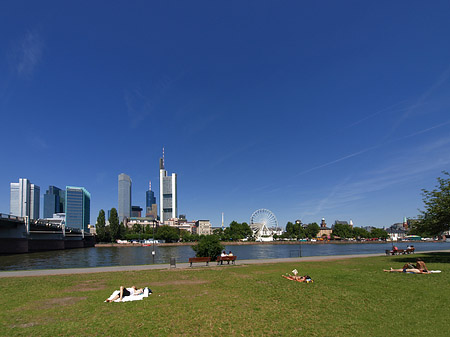 Skyline von Frankfurt mit Sachsenhausener Ufer Foto 